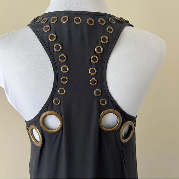 Haute Hippie Black Silk Sheath Dress with brass rivet design Size S - Picture 5 of 11